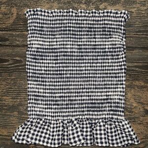 Maeve Black and White Gingham Smocked Top